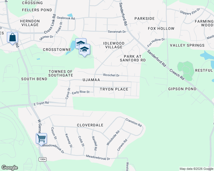 map of restaurants, bars, coffee shops, grocery stores, and more near 1312 Lombar Street in Raleigh