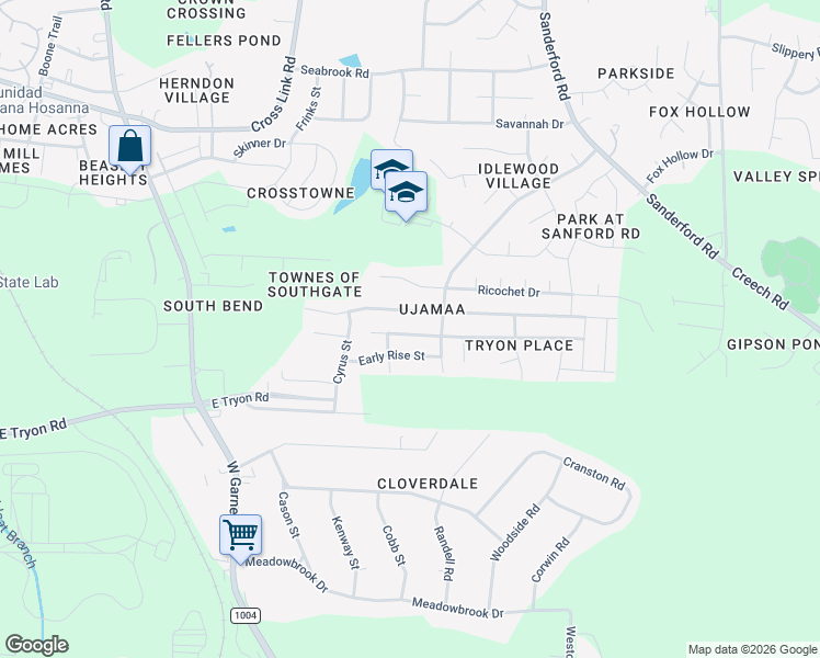map of restaurants, bars, coffee shops, grocery stores, and more near 1121 Lombar Street in Raleigh