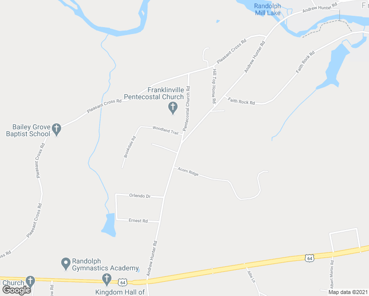 map of restaurants, bars, coffee shops, grocery stores, and more near 608 Andrew Hunter Road in Franklinville