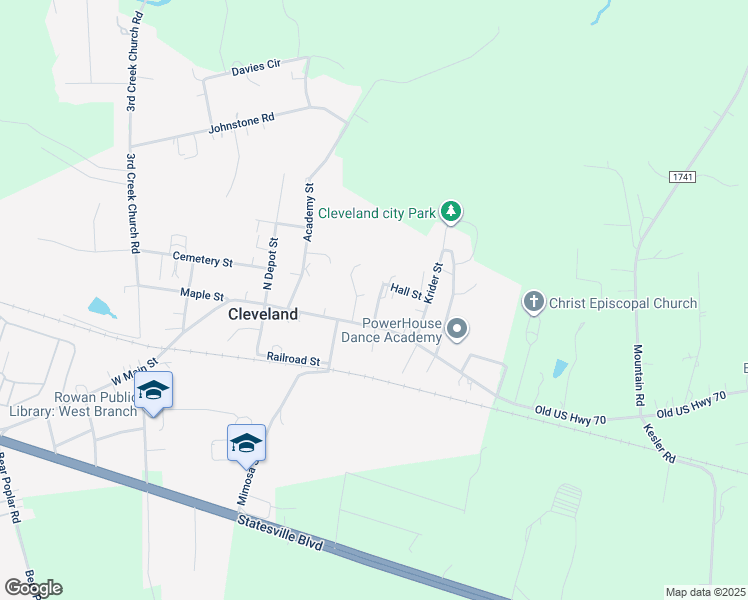 map of restaurants, bars, coffee shops, grocery stores, and more near 102 Emma Circle in Cleveland