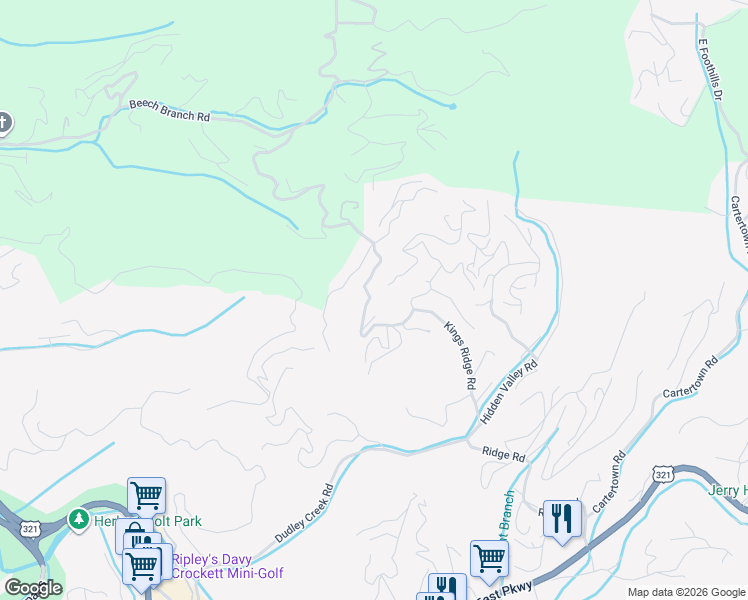 map of restaurants, bars, coffee shops, grocery stores, and more near 806 Beanstalk Road in Gatlinburg