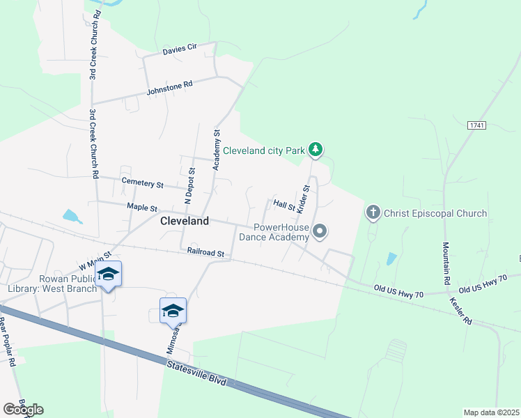 map of restaurants, bars, coffee shops, grocery stores, and more near 102 Emma Circle in Cleveland