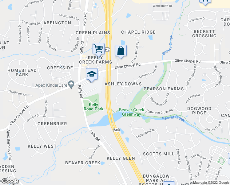 map of restaurants, bars, coffee shops, grocery stores, and more near 1003 Golden Ridge Court in Apex