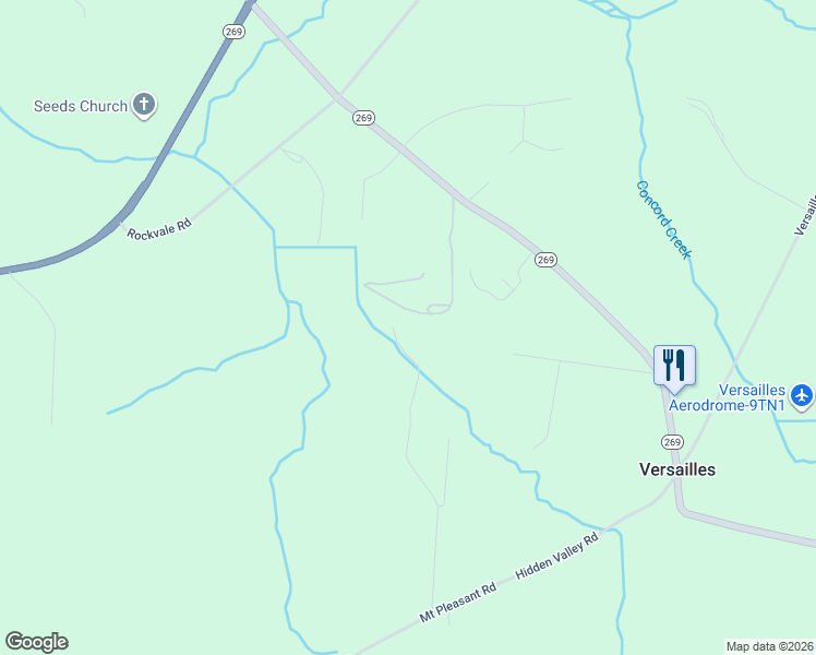 map of restaurants, bars, coffee shops, grocery stores, and more near 133 New Dawn Road in Rockvale
