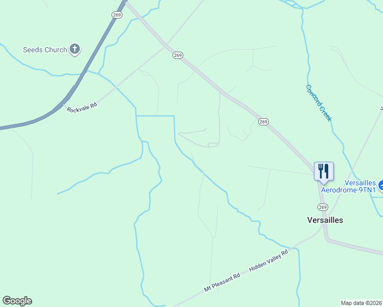 map of restaurants, bars, coffee shops, grocery stores, and more near 133 New Dawn Road in Rockvale