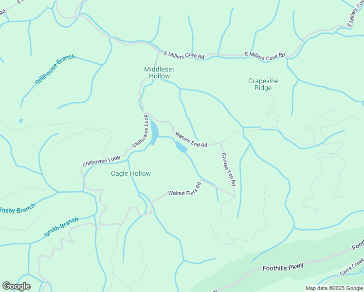 map of restaurants, bars, coffee shops, grocery stores, and more near 1775 Waters End Road in Walland