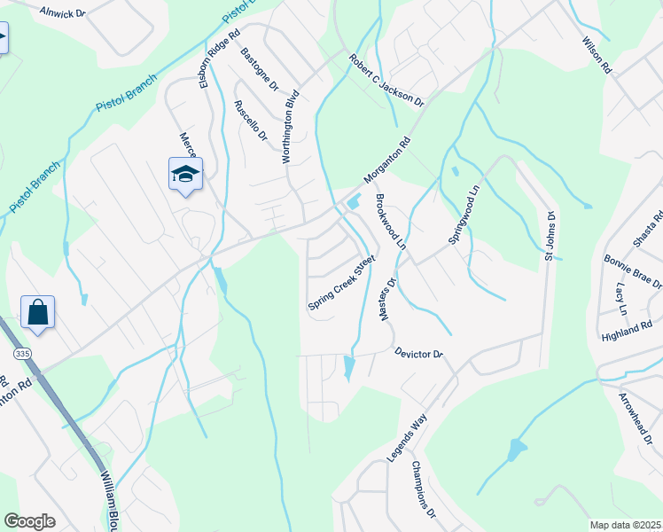 map of restaurants, bars, coffee shops, grocery stores, and more near 2418 Drake Street in Maryville