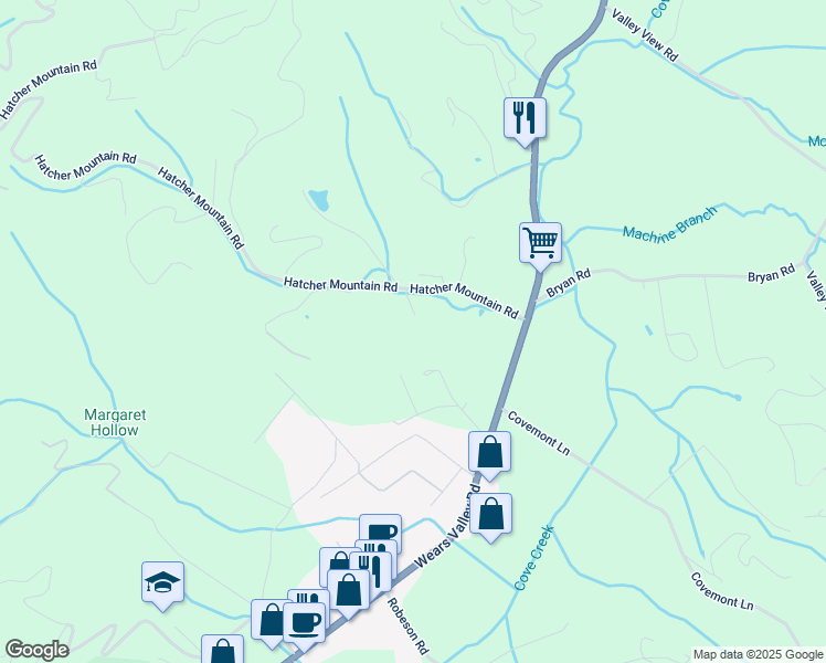 map of restaurants, bars, coffee shops, grocery stores, and more near 3068 Hatcher Mountain Road in Sevierville