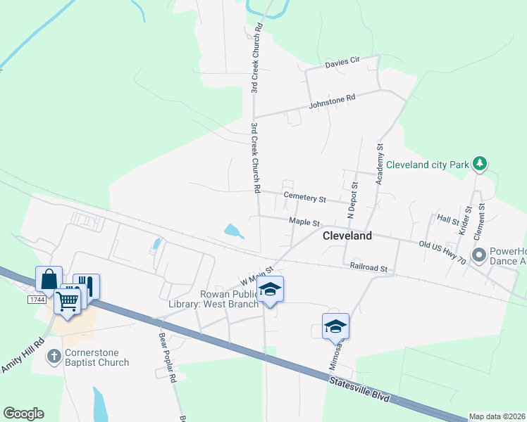map of restaurants, bars, coffee shops, grocery stores, and more near 212 Maple Street in Cleveland