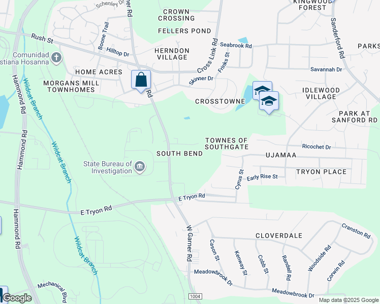 map of restaurants, bars, coffee shops, grocery stores, and more near 724 Wilson Street in Raleigh