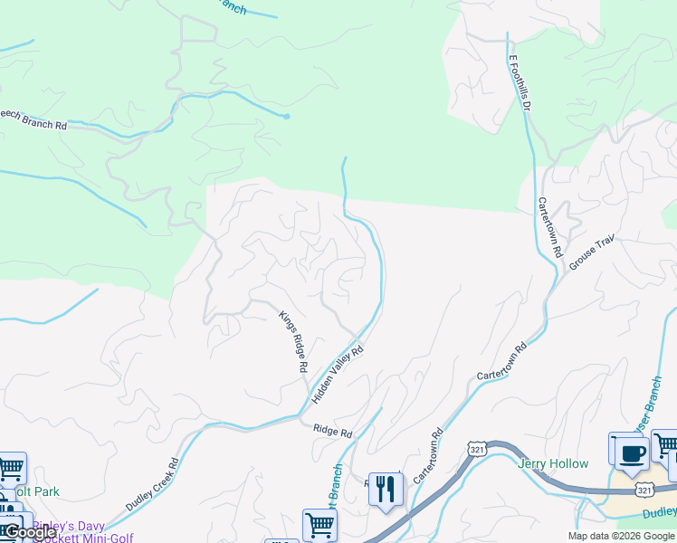 map of restaurants, bars, coffee shops, grocery stores, and more near 830 Great Smoky Way in Gatlinburg