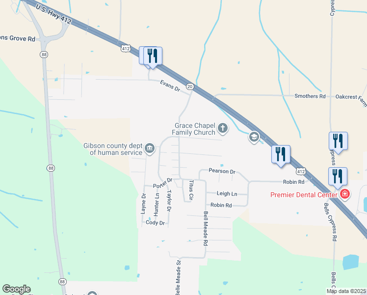map of restaurants, bars, coffee shops, grocery stores, and more near 1534 Bell Meade Road in Bells
