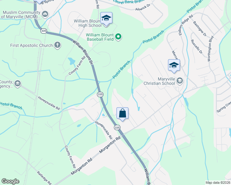 map of restaurants, bars, coffee shops, grocery stores, and more near 978 Norwood Village Lane in Maryville