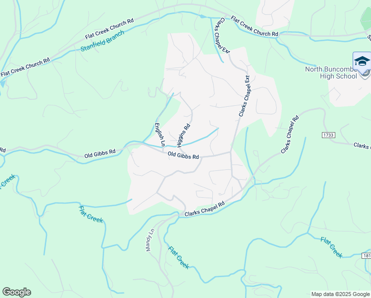 map of restaurants, bars, coffee shops, grocery stores, and more near 3 Higgins Road in Weaverville