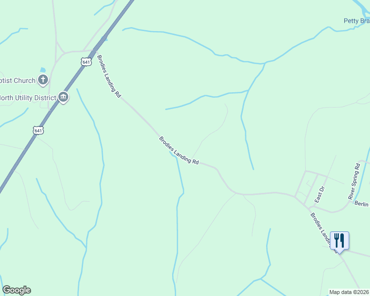 map of restaurants, bars, coffee shops, grocery stores, and more near 655 Brodies Landing Rd in Parsons