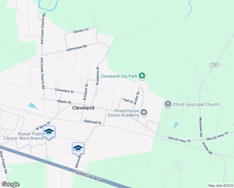 map of restaurants, bars, coffee shops, grocery stores, and more near 108 Alexander Drive in Cleveland
