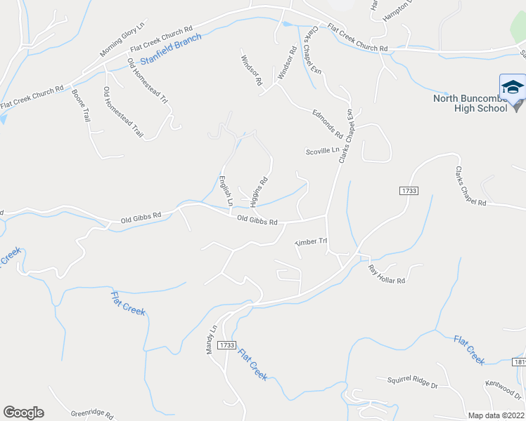 map of restaurants, bars, coffee shops, grocery stores, and more near 3 Higgins Road in Weaverville