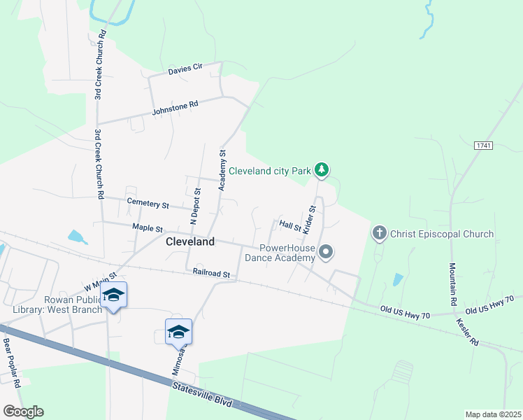 map of restaurants, bars, coffee shops, grocery stores, and more near 108 Alexander Drive in Cleveland