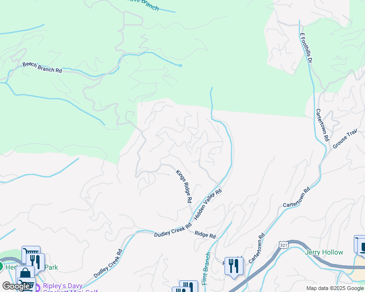 map of restaurants, bars, coffee shops, grocery stores, and more near 736 Fox Trail Road in Gatlinburg