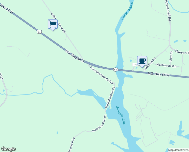 map of restaurants, bars, coffee shops, grocery stores, and more near 5321 Rush Mountain Road Exd in Asheboro
