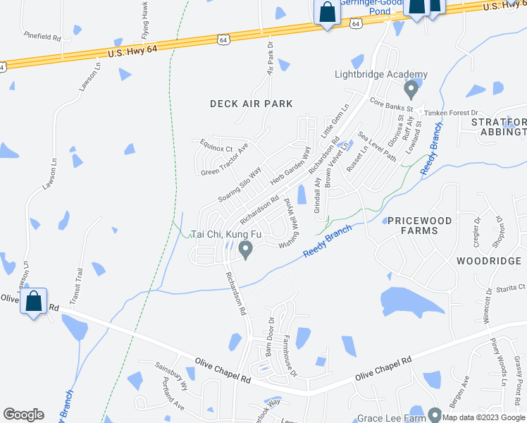 map of restaurants, bars, coffee shops, grocery stores, and more near 1240 Barn Cat Way in Apex