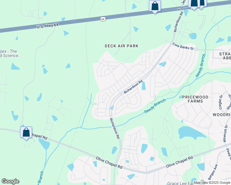 map of restaurants, bars, coffee shops, grocery stores, and more near 1321 Herb Garden Way in Apex