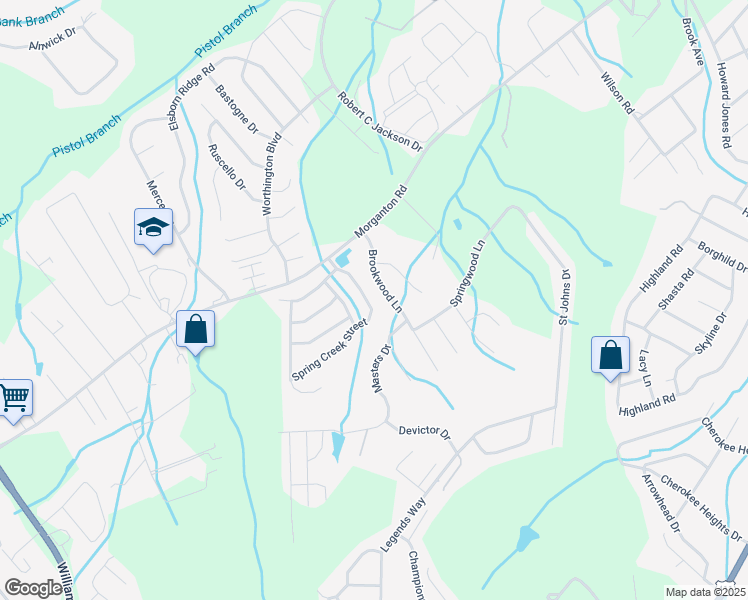 map of restaurants, bars, coffee shops, grocery stores, and more near 910 Spring Creek Street in Maryville