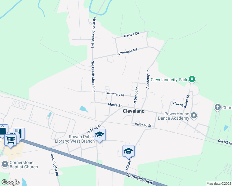 map of restaurants, bars, coffee shops, grocery stores, and more near 208 Cemetery Street in Cleveland