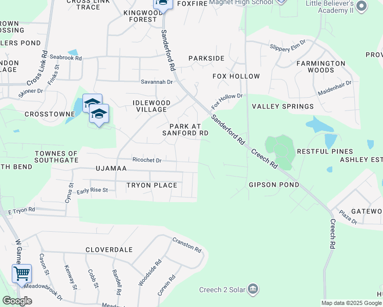 map of restaurants, bars, coffee shops, grocery stores, and more near 1510 Entheos Lane in Raleigh