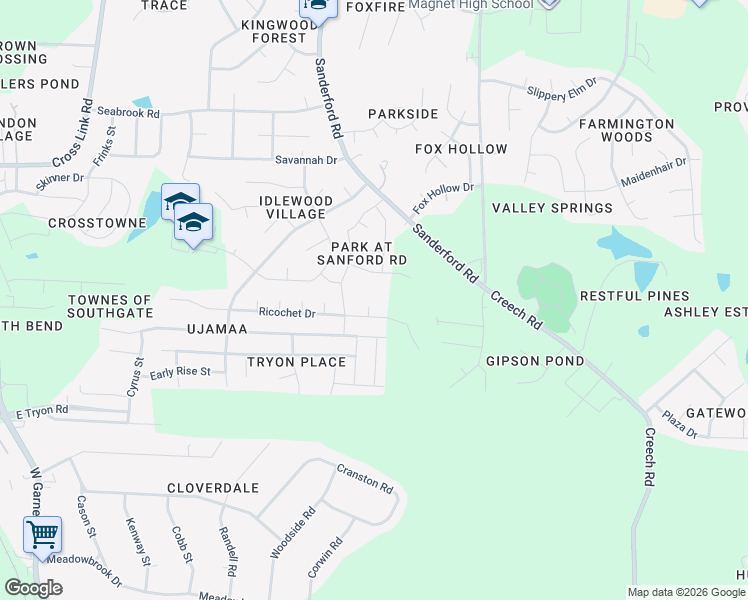 map of restaurants, bars, coffee shops, grocery stores, and more near 1510 Entheos Lane in Raleigh
