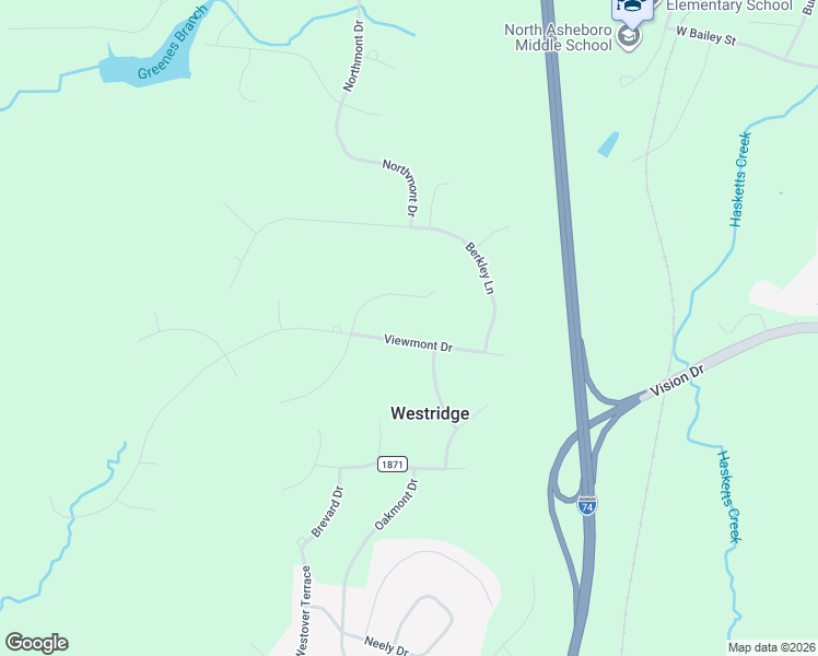 map of restaurants, bars, coffee shops, grocery stores, and more near 1848 Laura Court in Asheboro