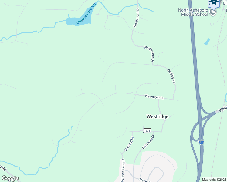 map of restaurants, bars, coffee shops, grocery stores, and more near 1732 Viewmont Court in Asheboro