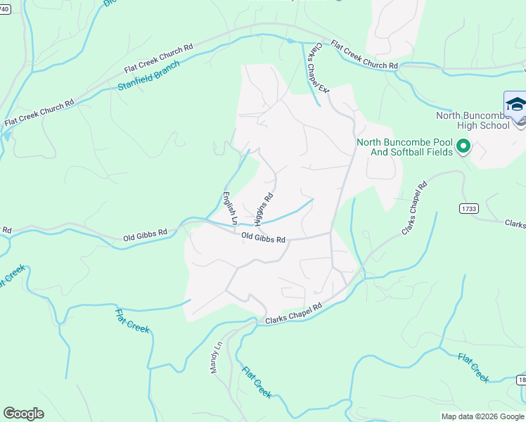 map of restaurants, bars, coffee shops, grocery stores, and more near 22 Higgins Road in Weaverville
