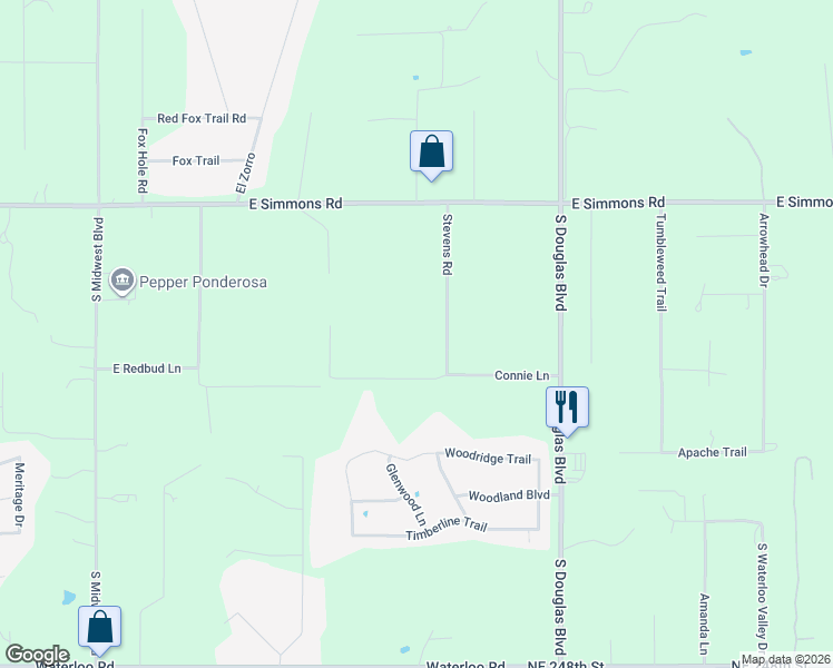 map of restaurants, bars, coffee shops, grocery stores, and more near 13801 Stevens Road in Edmond