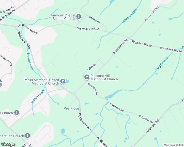 map of restaurants, bars, coffee shops, grocery stores, and more near 541 Pleasant Hill Road in Maryville