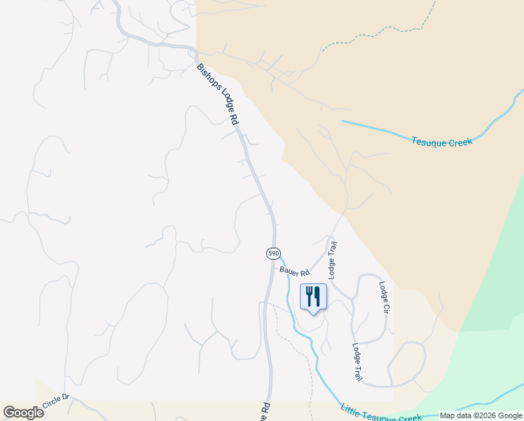 map of restaurants, bars, coffee shops, grocery stores, and more near 1336A Bishops Lodge Road in Santa Fe