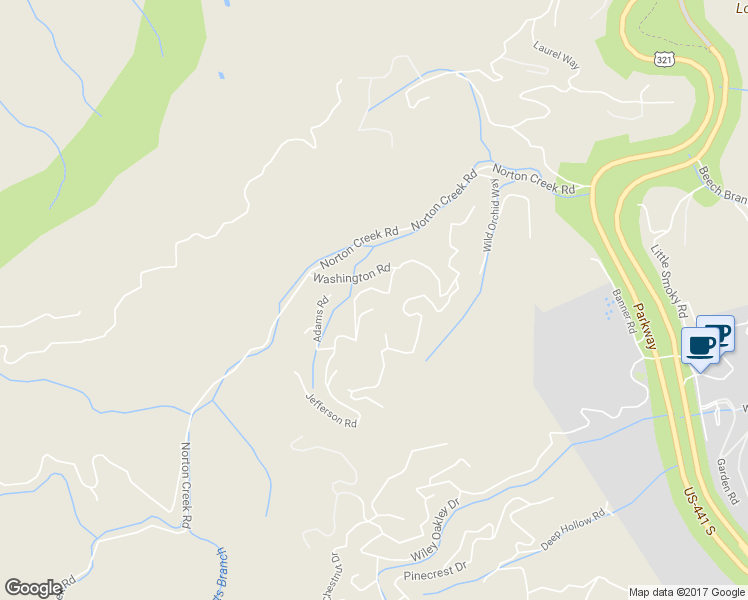 map of restaurants, bars, coffee shops, grocery stores, and more near 433 Jefferson Road in Gatlinburg