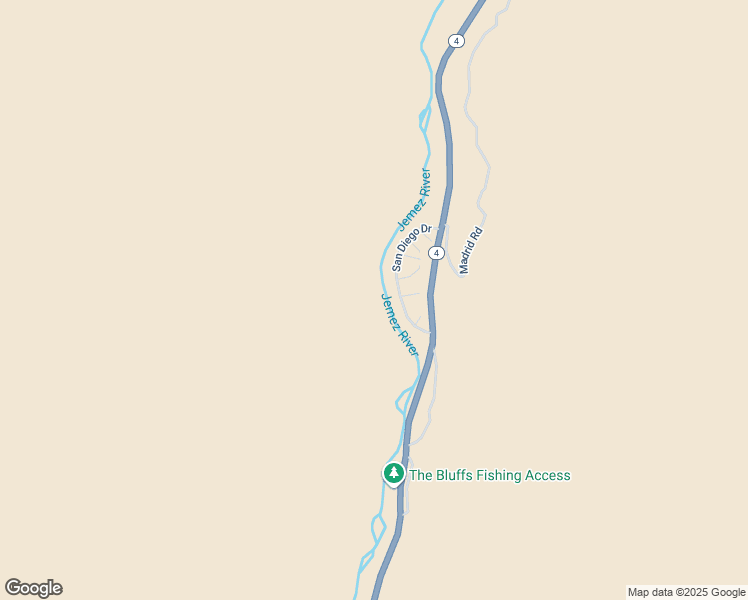 map of restaurants, bars, coffee shops, grocery stores, and more near 136 San Diego Drive in Jemez Springs