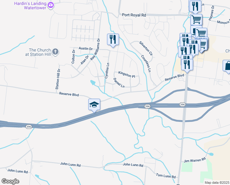 map of restaurants, bars, coffee shops, grocery stores, and more near 3009 Gale Court in Spring Hill