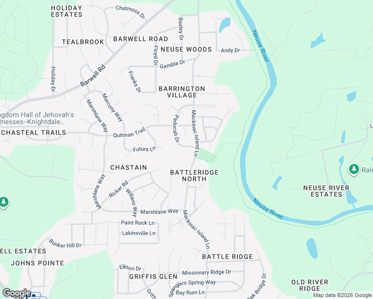 map of restaurants, bars, coffee shops, grocery stores, and more near 6144 Paducah Drive in Raleigh