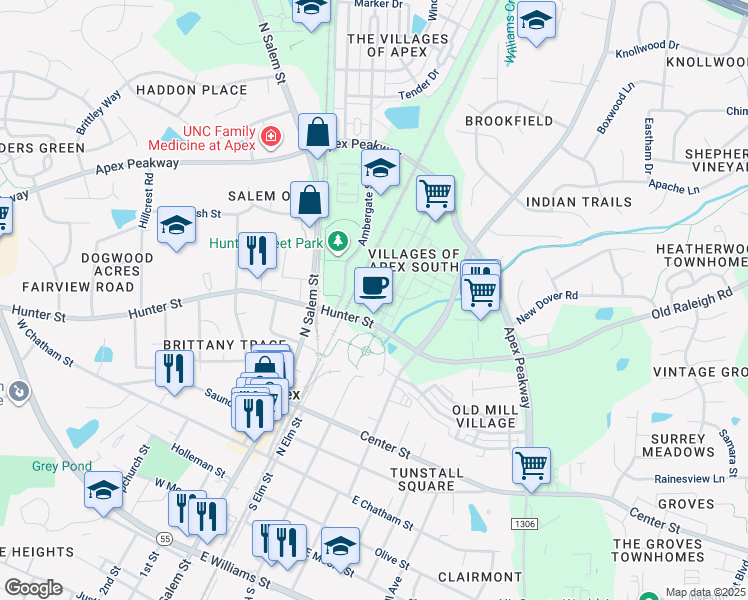 map of restaurants, bars, coffee shops, grocery stores, and more near 534 Metro Station in Apex