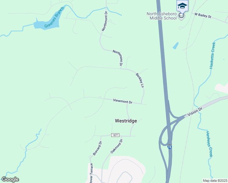 map of restaurants, bars, coffee shops, grocery stores, and more near 1848 Laura Court in Asheboro