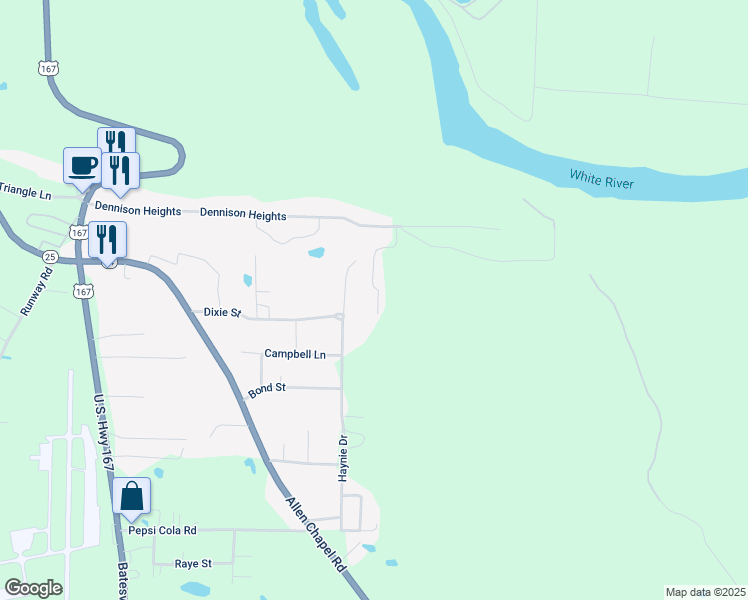 map of restaurants, bars, coffee shops, grocery stores, and more near 9 Overlook Cove in Batesville