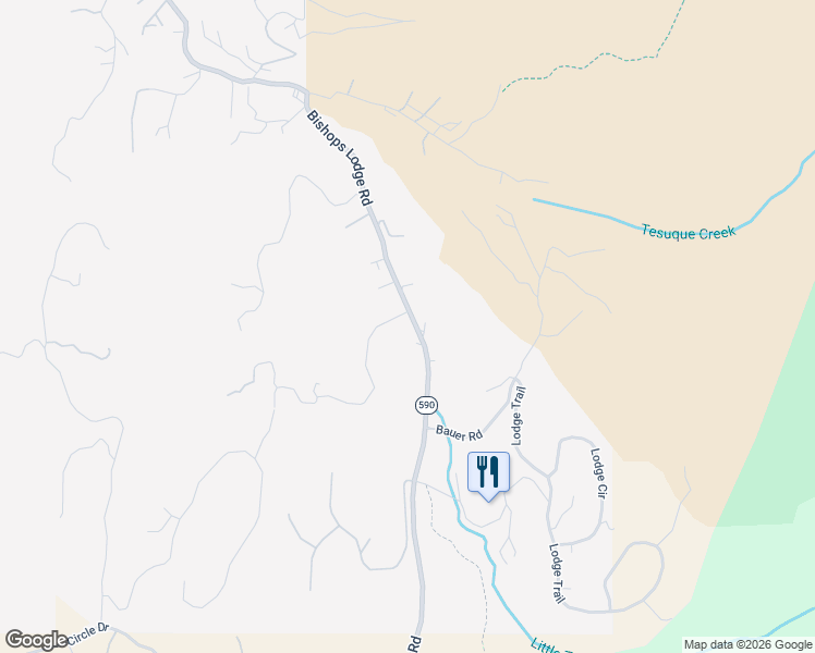 map of restaurants, bars, coffee shops, grocery stores, and more near 1336 Bishops Lodge Road in Santa Fe