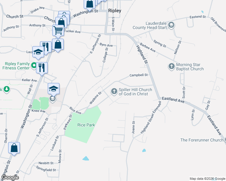 map of restaurants, bars, coffee shops, grocery stores, and more near 147 Osborne Avenue in Ripley