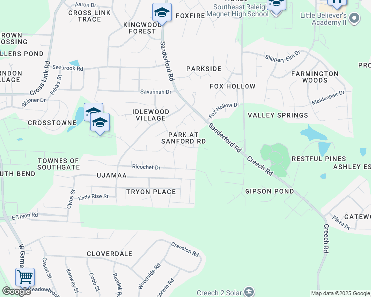 map of restaurants, bars, coffee shops, grocery stores, and more near 1510 Entheos Lane in Raleigh