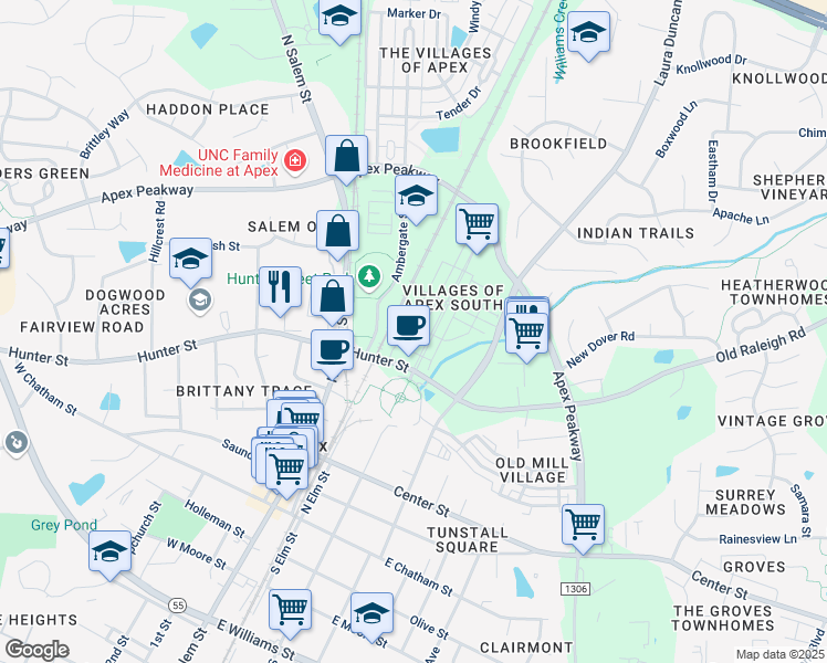 map of restaurants, bars, coffee shops, grocery stores, and more near 544 Metro Station in Apex