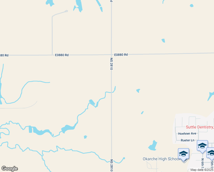 map of restaurants, bars, coffee shops, grocery stores, and more near 30276 North 2810 Road in Okarche