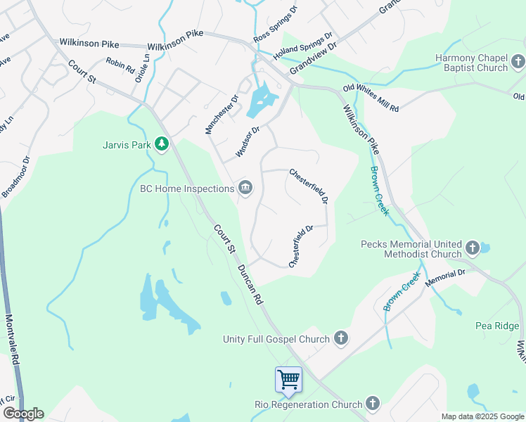 map of restaurants, bars, coffee shops, grocery stores, and more near 2105 Wakefield Circle in Maryville