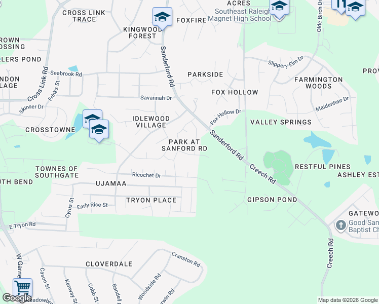 map of restaurants, bars, coffee shops, grocery stores, and more near 1510 Entheos Lane in Raleigh